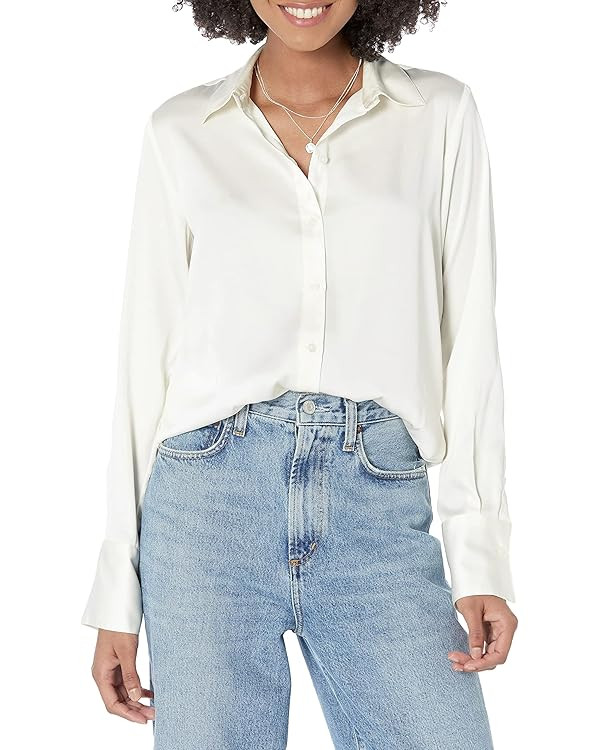 Amazon Essentials Womens Regular-Fit Satin Button Down Blouse (Available in Plus Size) | Amazon (US)