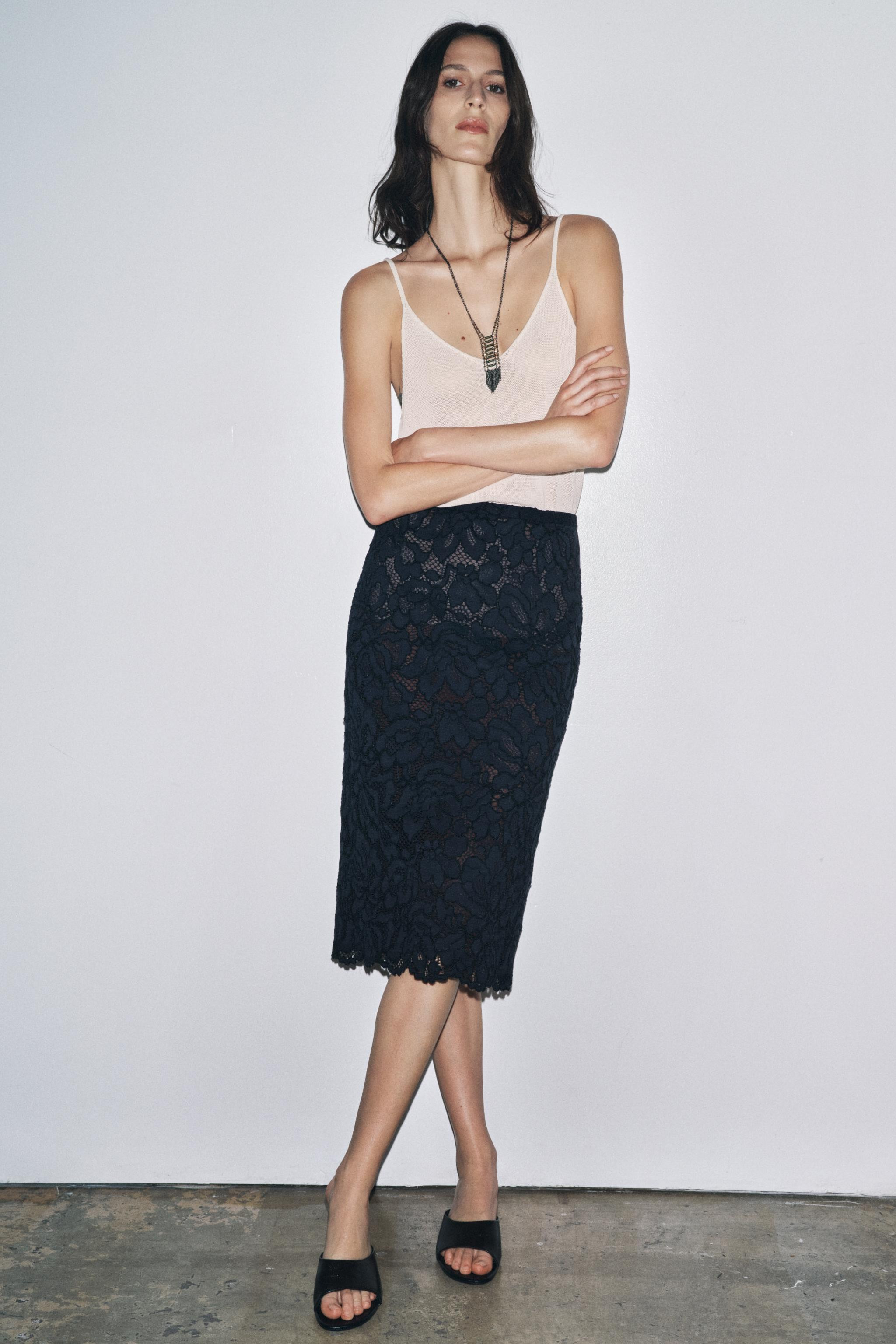 ZW COLLECTION LACE MIDI SKIRT | Zara UK