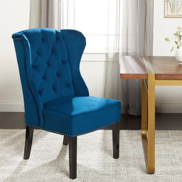 Abbyson Sierra Tufted Navy Blue Velvet Wingback Dining Chair | Bed Bath & Beyond