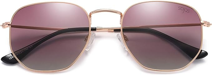 SOJOS Square Polarized Sunglasses for Women Men Small Hexagonal Polygon Mirrored Lens SJ1072 | Amazon (US)