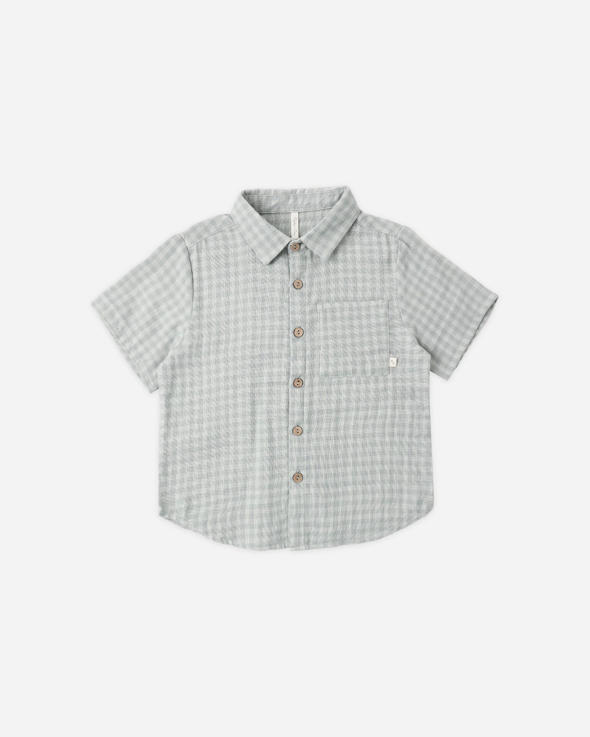 Collared Short Sleeve Shirt Green Gingham | Rylee + Cru