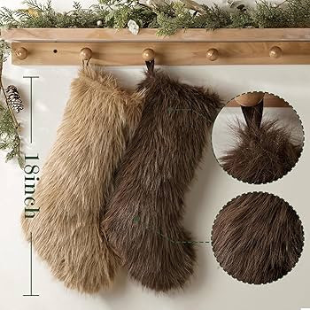 Christmas Stockings, 4 Pcs 18 Inch Neutral Luxury Thick Plush Faux Fur Stocking, 4 Neutral Colors... | Amazon (US)
