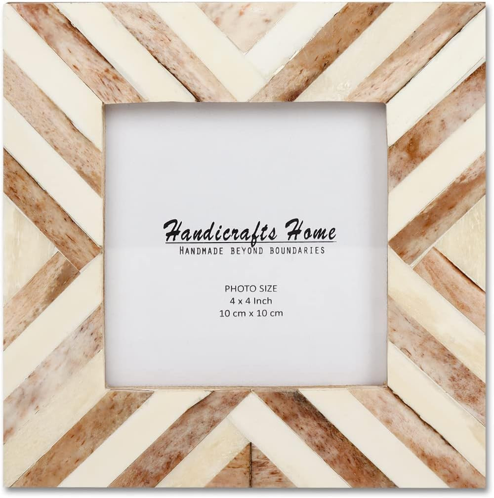 Picture Frames Photo Frame Chevron Herringbone Vintage Wooden Handmade Naturals Bone ClassicGrey ... | Amazon (US)