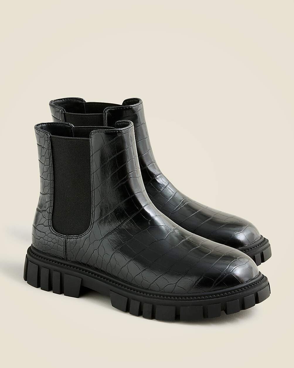 Girls' lug-sole boots in croc-embossed faux leather | J. Crew US