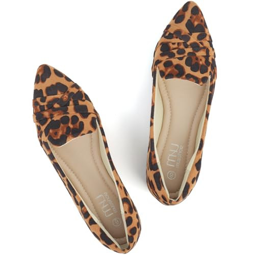 MUSSHOE Women's Leopard Flats, Memory Foam Insole, Pointed Toe, Slip-on, Casual Dressers, Christmas Celebrators, Size 7 | Amazon (US)