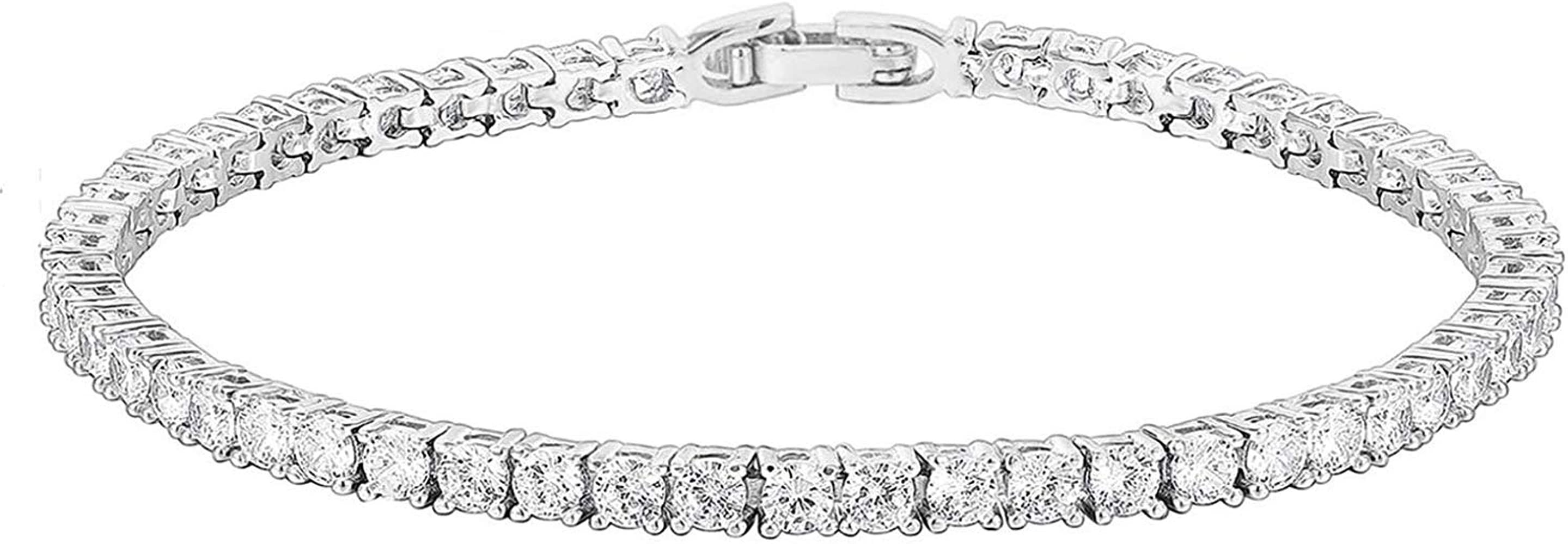 PAVOI 14K Gold Plated 3mm Cubic Zirconia Classic Tennis Bracelet | Gold Bracelets for Women | Size 6 | Amazon (US)