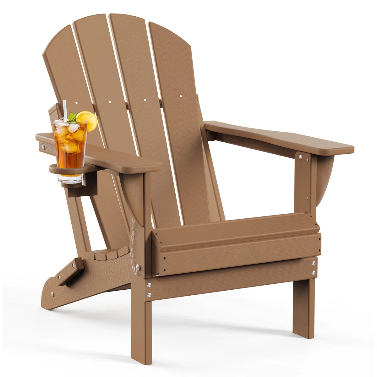 Hayfield HDPE Outdoor Foldable Adirondack Chair with Cup Holder Weather-Resistant | Wayfair North America