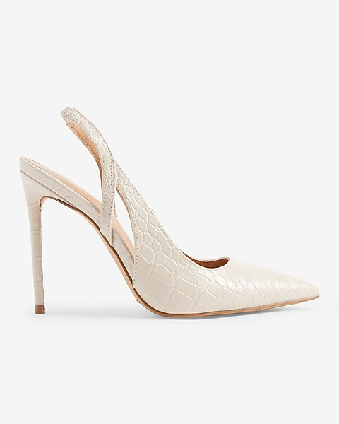 Croc-Embossed Cutout Slingback Pumps | Express