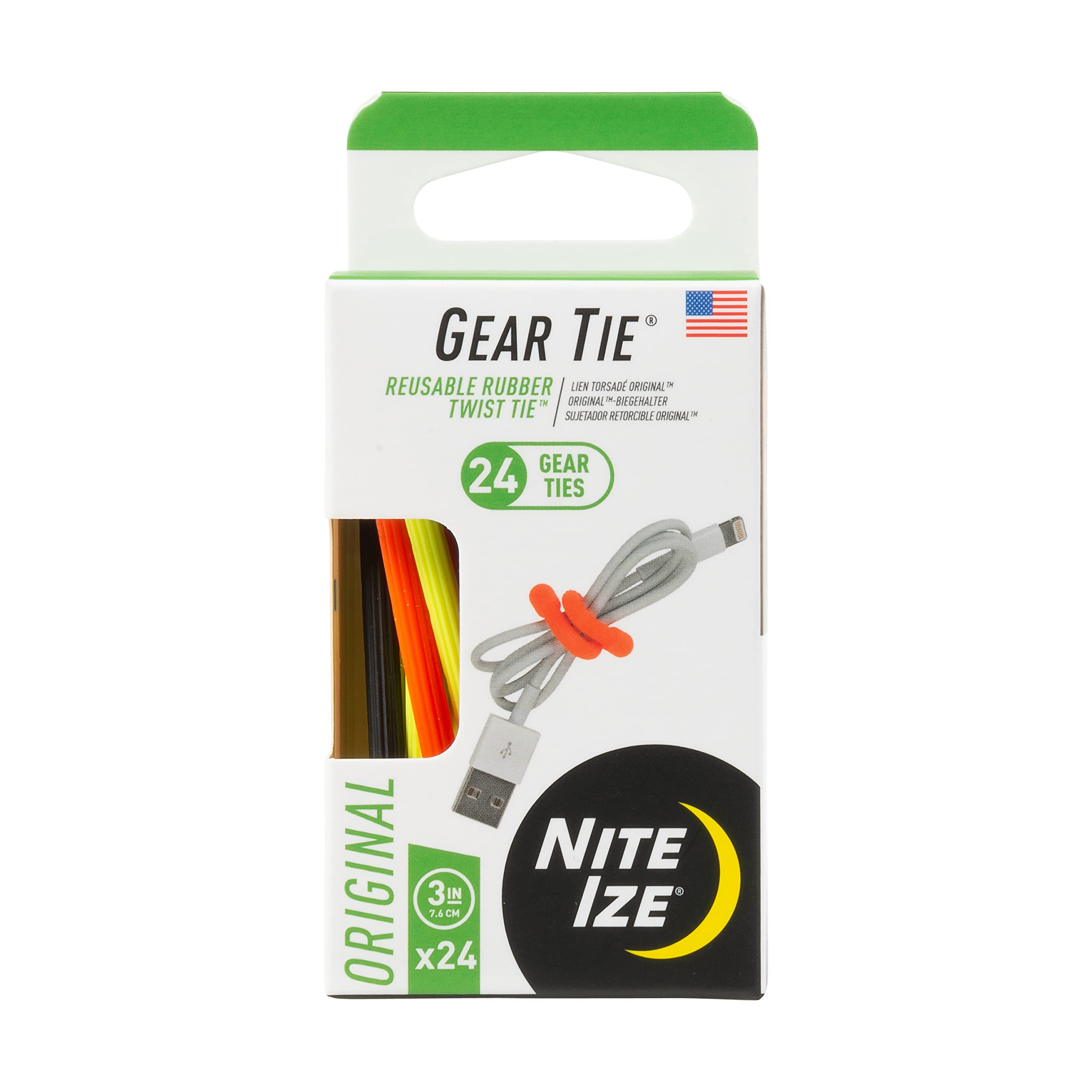 Nite Ize Original Gear Tie - 3-Inch Reusable Rubber Twist Tie - Reusable Gear Ties - Electric Cor... | Amazon (US)