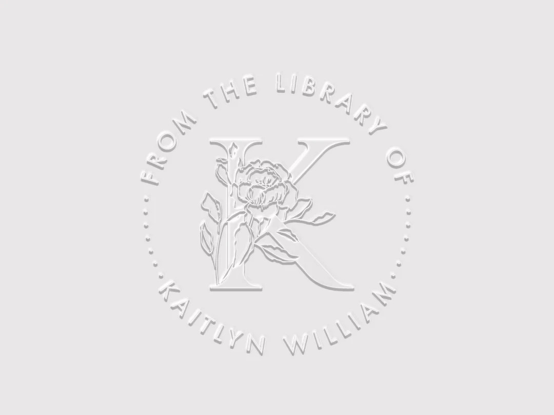 Book Embosser Stamp Floral Name Initial Stamp From the Library of Rubber Stamp, Self Inking Stamp... | Etsy (US)