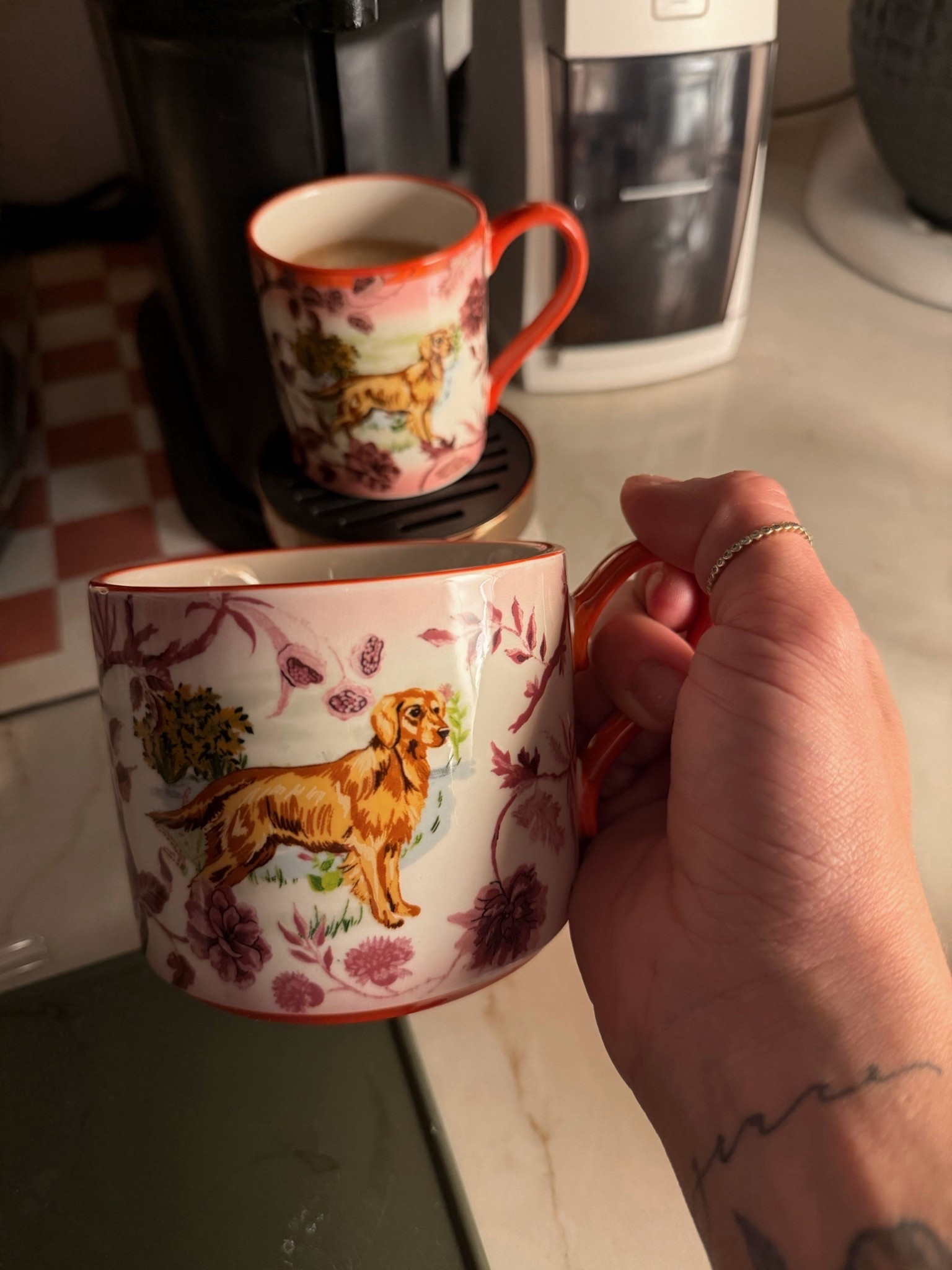 My favorite cup ever!!!!! ☕️🦮 also grabbed the espresso cup + saucer b/c it’s on sale for $14 right now🥹

Golden retriever Anthropologie / coffee mug / cute / dog mom / Holley Gabrielle 

#LTKHome