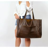 Brown Oversized Tote, Large Slouchy Tote, Brown Handbag For Women, Leather Bag, Every Day Women Leather Bag, Carry On | Etsy (US)
