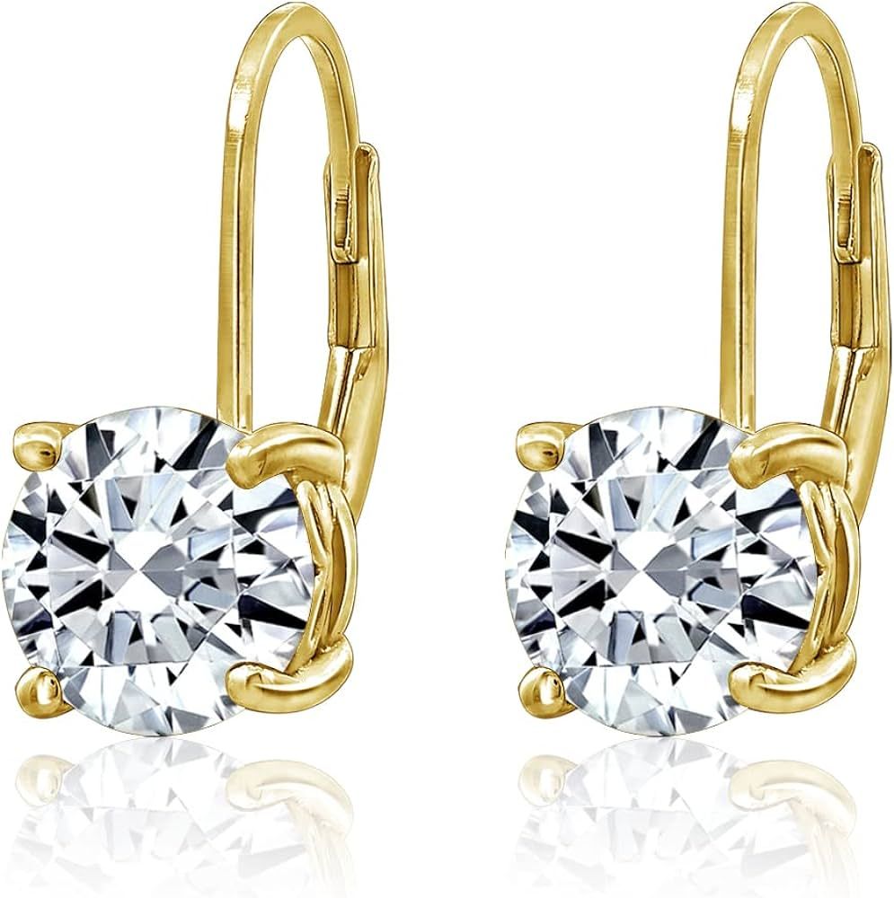 Amazon Collection Platinum-Plated Sterling Silver Infinite Elements Zirconia Leverback Earrings | Amazon (US)