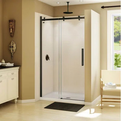 Halo 47" W x 79" H Single Sliding Semi-Frameless Shower Door | Wayfair North America