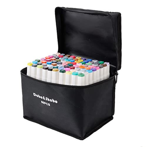 Dabo&Shobo 80 Colors Alcohol Markers, Dawing Markers, Dual Tip Markers, Fine & Chisel Coloring Marker, Chisel Coloring Markers For Adult Coloring And Sketching | Amazon (US)