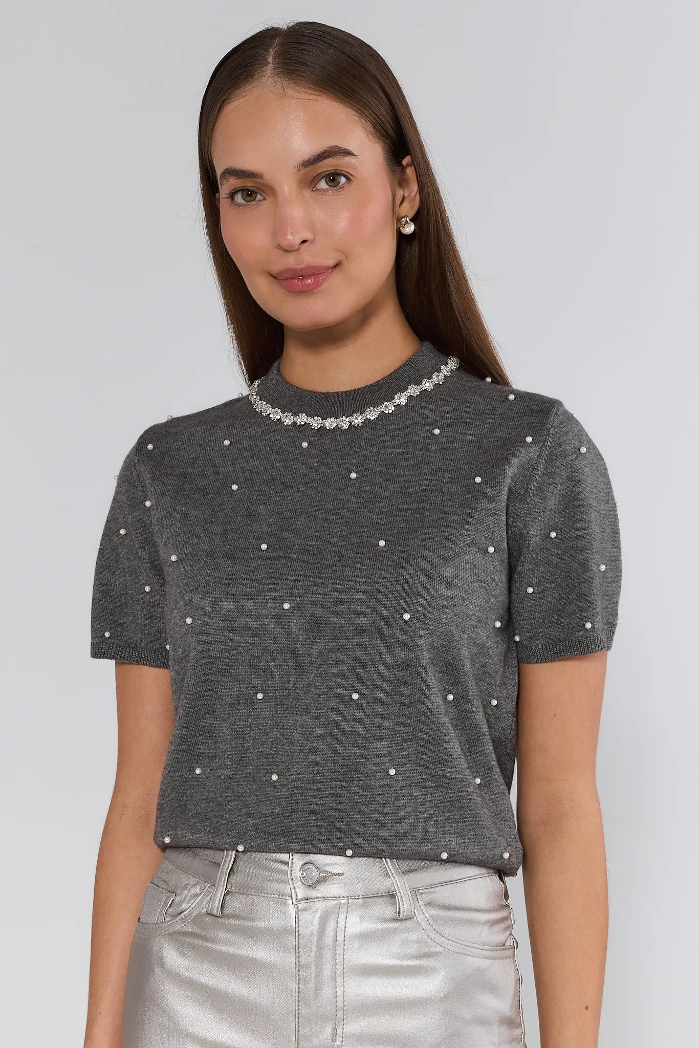 Baylor Gray Embellished Sweater | Avara