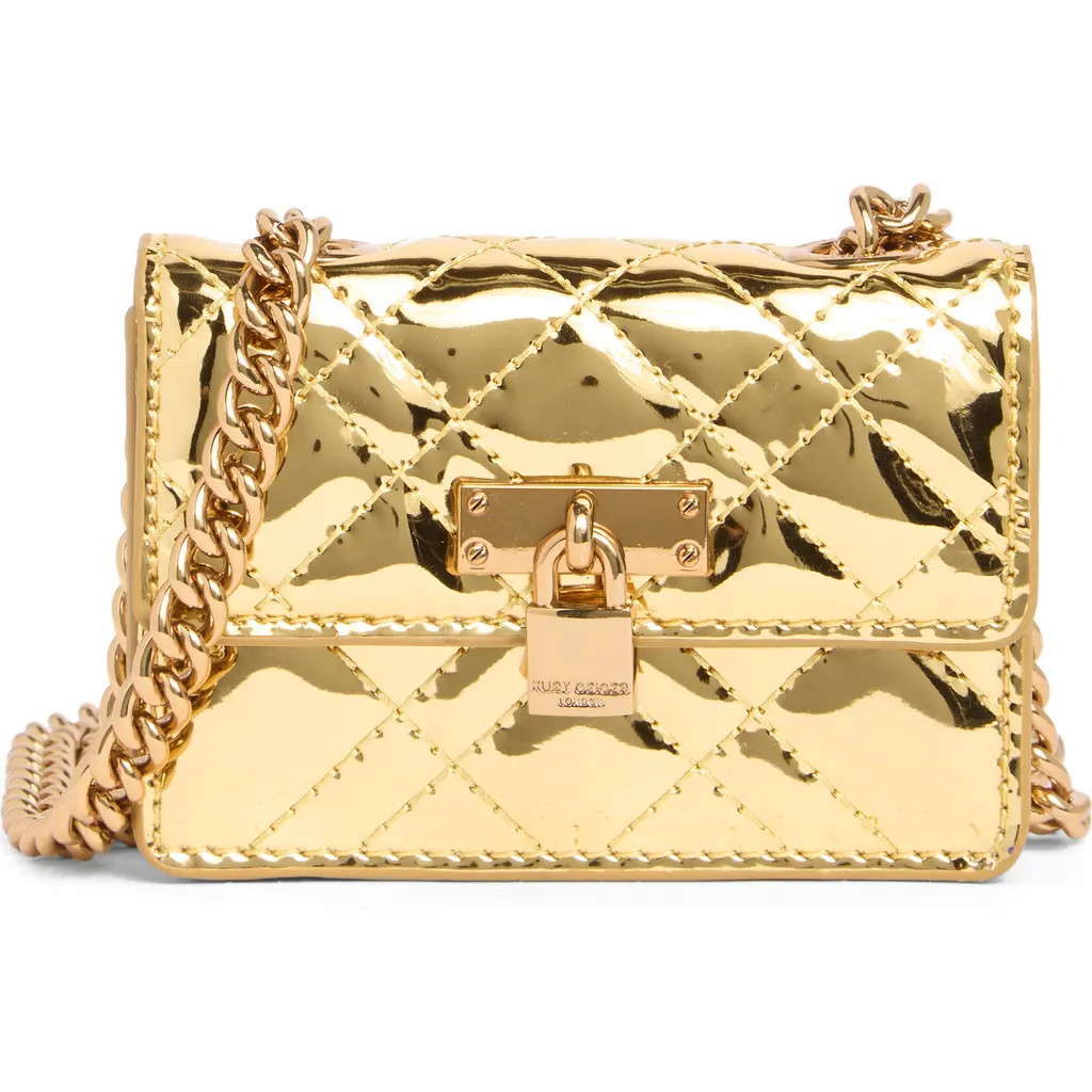 Kurt Geiger London Micro Brixton Quilted Shoulder Bag in Gold at Nordstrom Rack | Nordstrom Rack