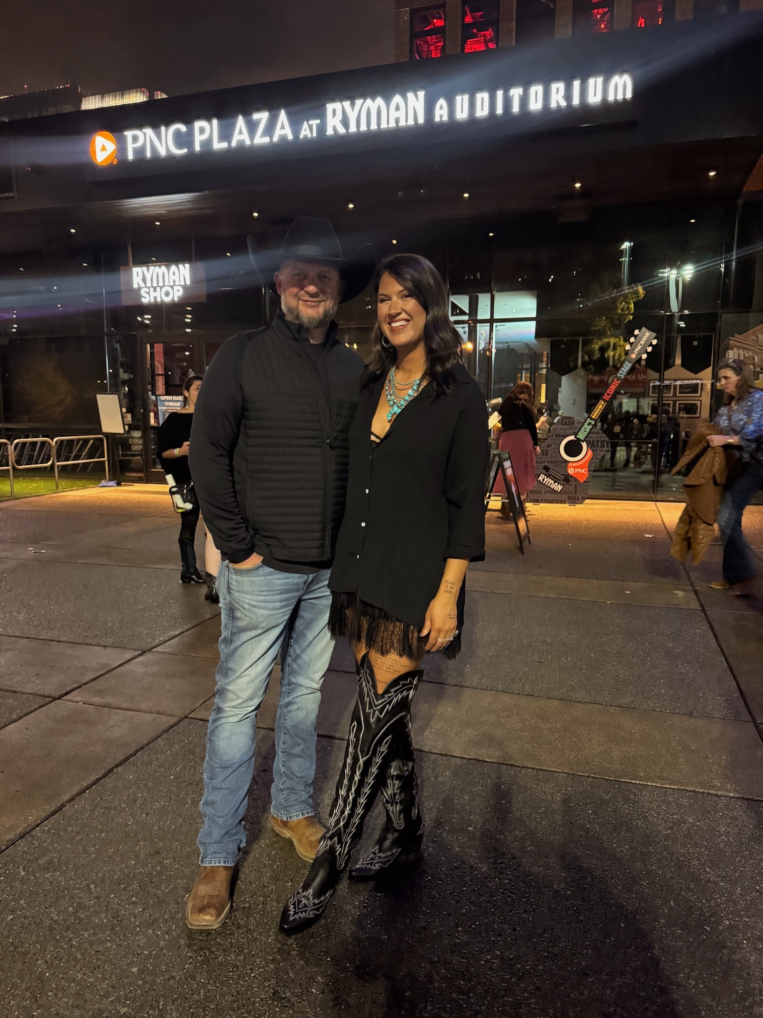 Ok, Picture this… 
We’re best friends, we go to Nashville together for the Ella Langley concert. We get ready, ask each others opinions on outfits & layer on the turquoise. We bee-bop around the hotel room dancing, and singing along to her music because that’s how we set the vibe. We two step with our significant others in the entryway & have a few cold drinks. Then we make our way to the concert… And not only do we see Ella, but we also see Mae Estes, Gretchen Wilson, Hardy, and MORGAN WALLEN! 
We sing, we dance, we cry a little, we hoot & holler … and all is right in the world because music soothes our soul…

The best night with my best guy & the best music ❤️
Linked my outfit for ya (all Amazon! & all true to size!! 😳🤯)


#concertoutfit #concertoutfitinspo 

#LTKTall #LTKStyleTip #LTKFindsUnder100