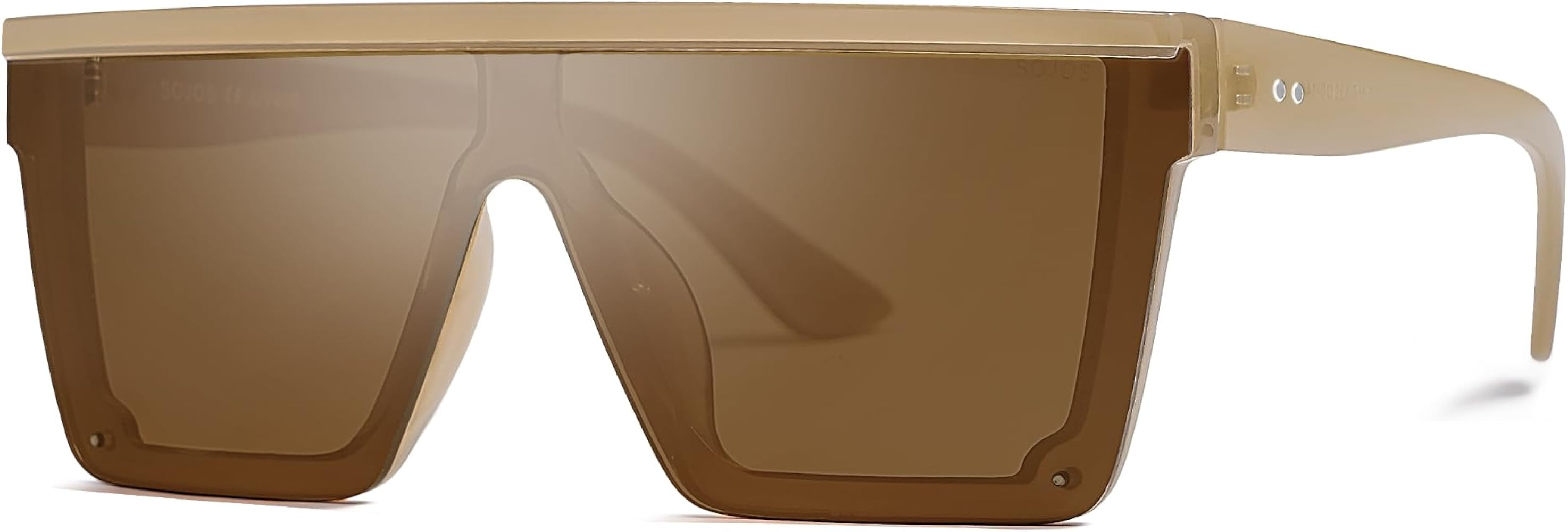 SOJOS Square Big Sunglasses Women Thick Frame Flat Top Mirrored Sunnies Shades Goggle Siamese Len... | Amazon (CA)