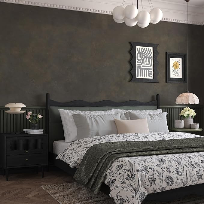 JSEVEM 31"×157" Extra Thick Wide Dark Brown Tan Charcoal Grey Rusty Concrete Wallpaper Peel and ... | Amazon (US)