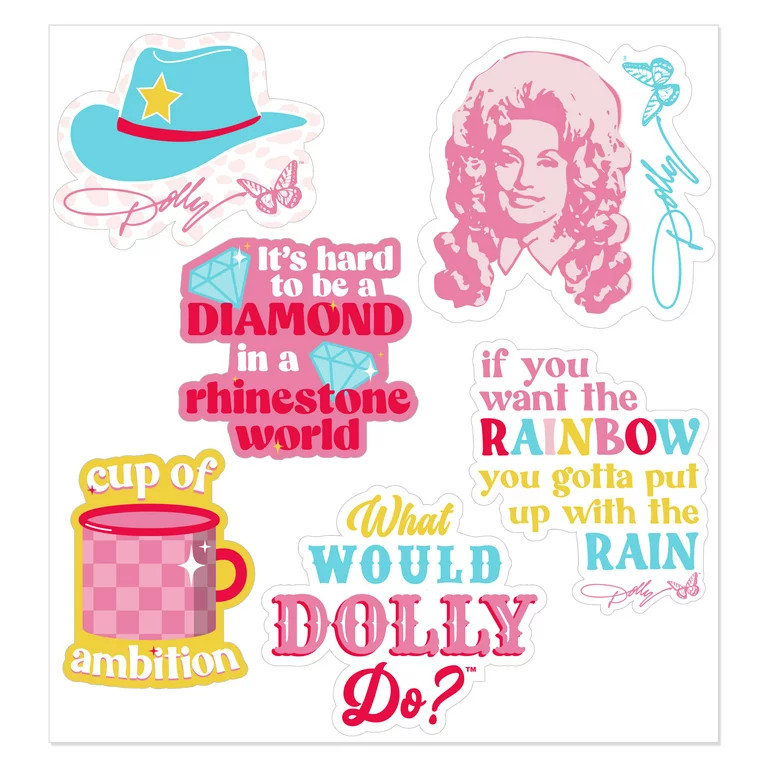 Dolly Parton Reusable Multicolor Vinyl Stickers, Themed Party, 1 Sheet of 6 | Walmart (US)