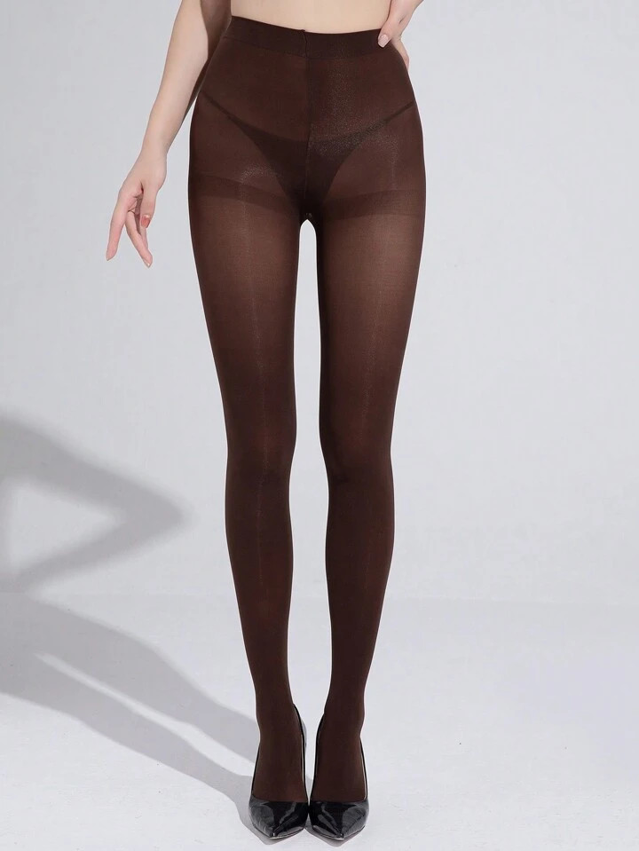 Trends1pair Women's Nylon Anti-Hook Tights, Thickened, Spring/Autumn, Coffee | SHEIN