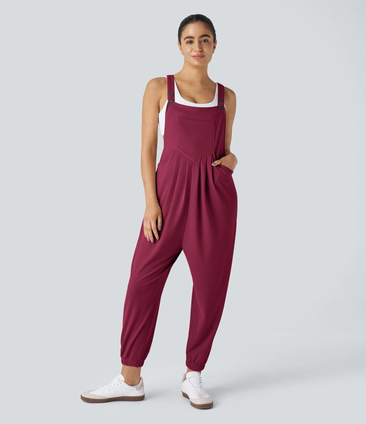 Women’s Pockets Waffle Casual Jogger Overalls - Halara | HALARA