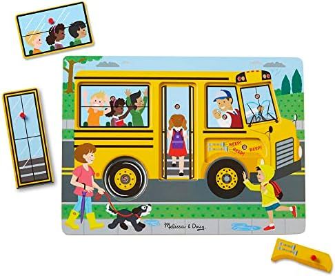 Amazon.com: Melissa & Doug The Wheels on the Bus Sound Puzzle - School Bus Puzzle, Wooden Puzzle ... | Amazon (US)
