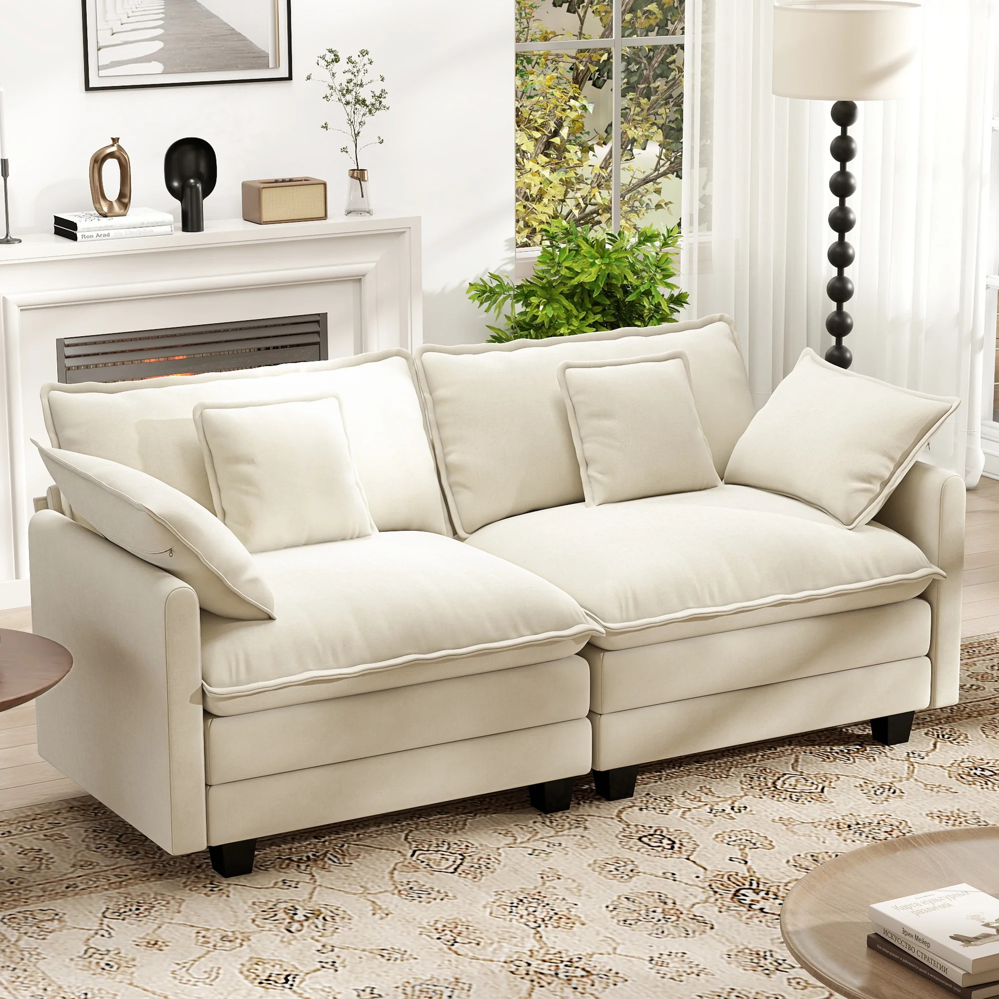 BedLuxury 76.7'' Loveseat Sofa, Modern Chenille Sectional Sofa Cloud Couch for Living Room, Apart... | Walmart (US)