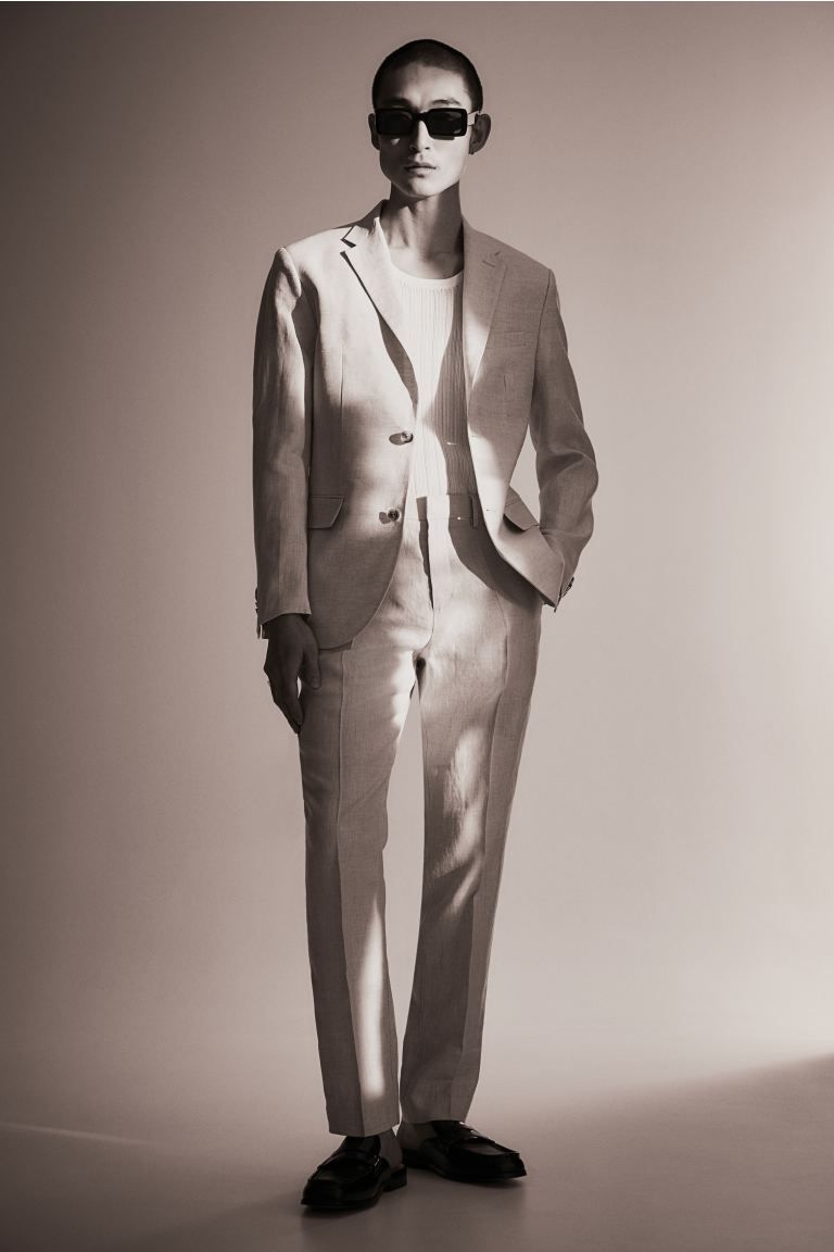 Anzughose aus Leinen in Slim Fit - Hellbeige - Men | H&M DE | H&M (DE, AT, CH, NL, FI)