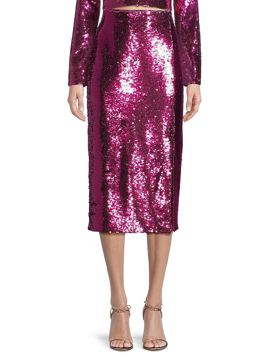 Milly Women's Santanna Sequined Midi-Skirt - Pink - Size 8 | Saks Fifth Avenue OFF 5TH