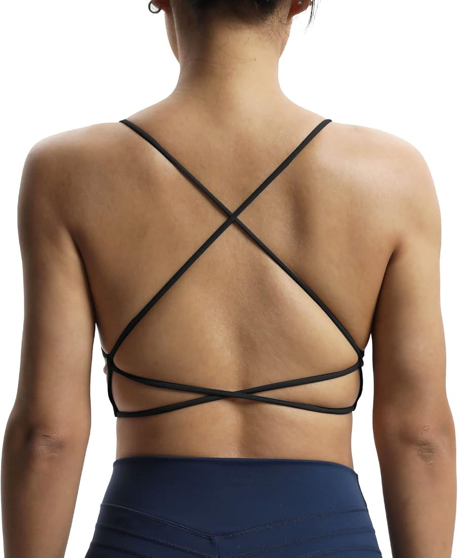 Aoxjox Women's Workout Sports Bras Fitness Veronica Cross Back Padded Low Impact Twist Bra Yoga C... | Amazon (US)