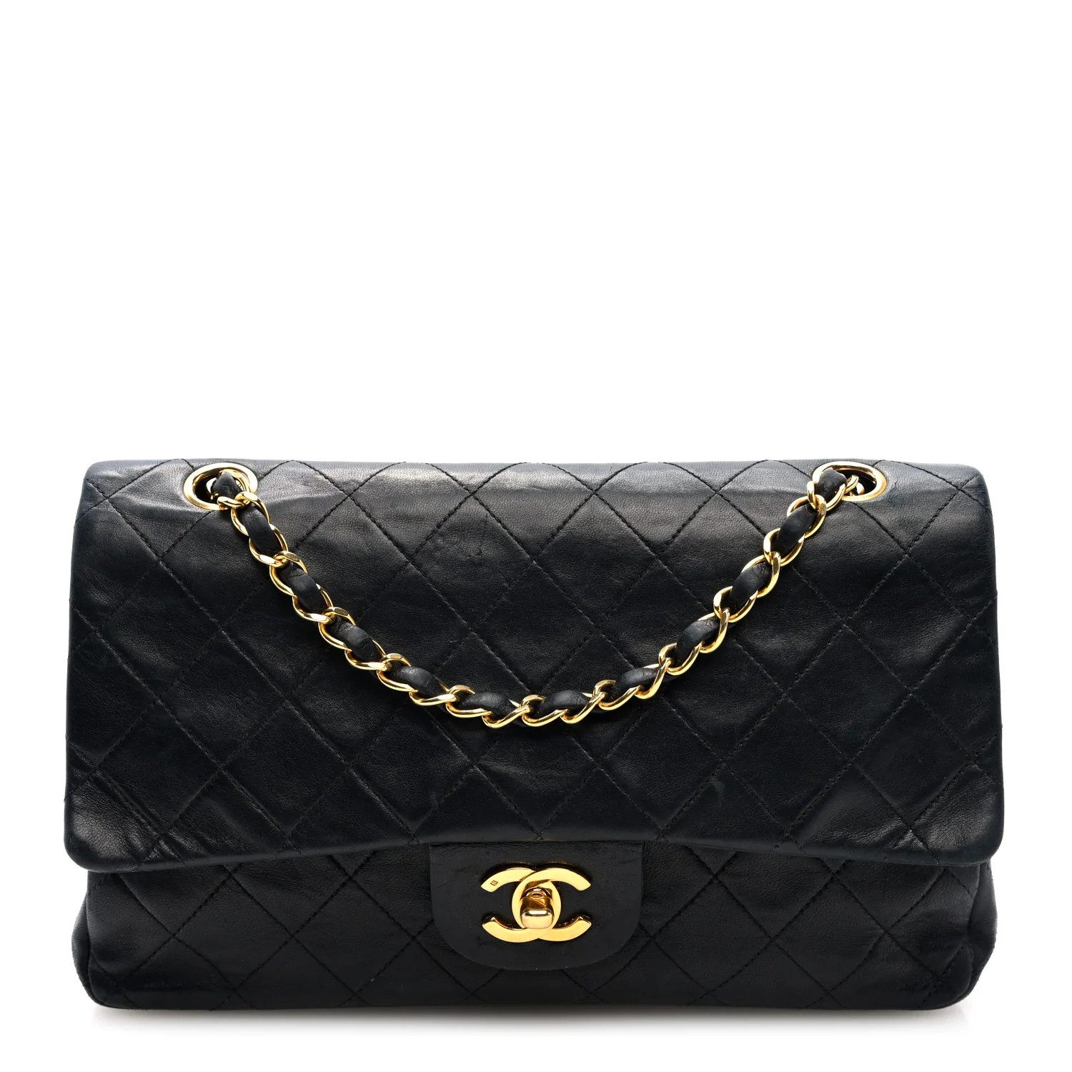 Lambskin Quilted Medium Double Flap Black | FASHIONPHILE (US)