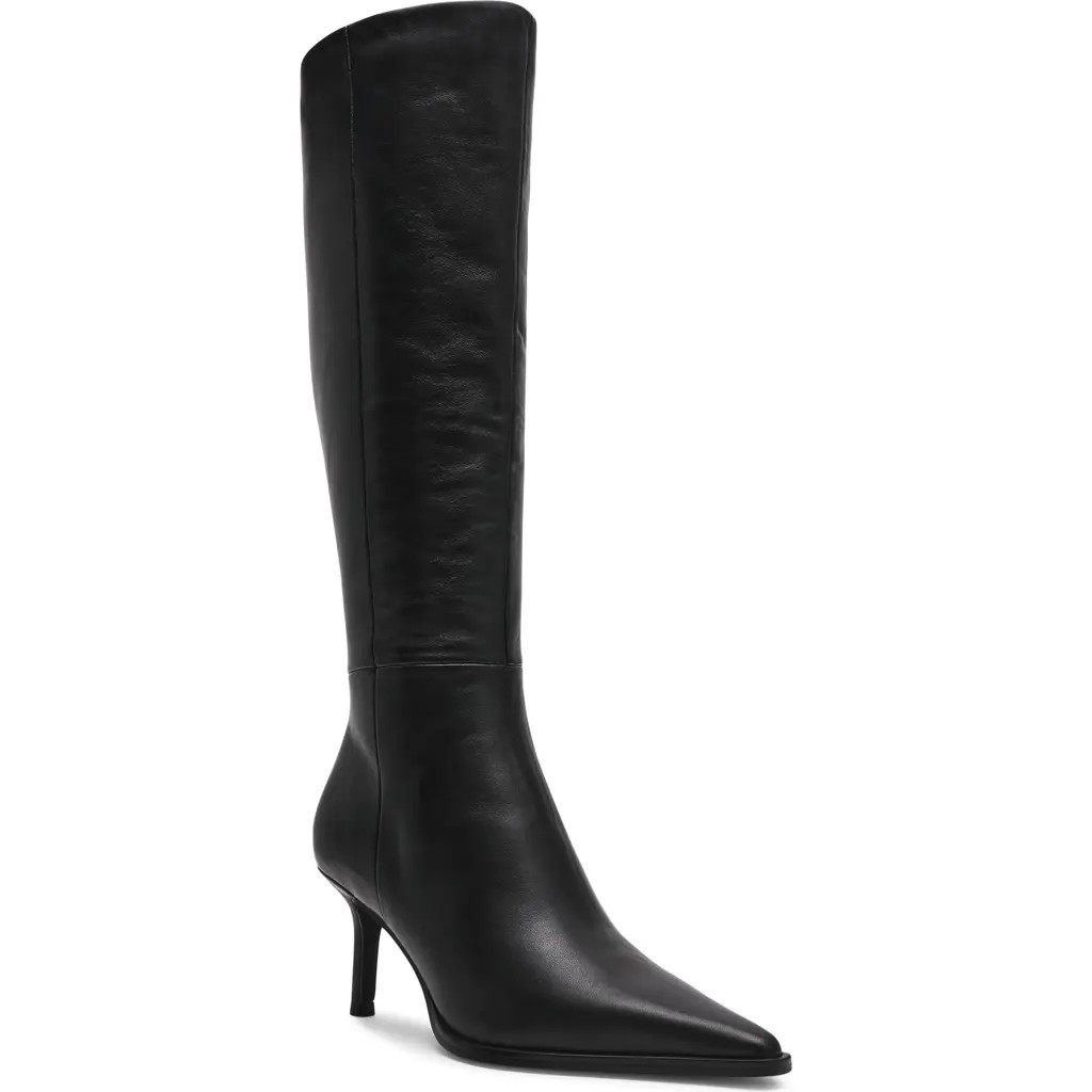 Steve Madden Lingo Pointed Toe Knee High Boot in Black Leather at Nordstrom Rack, Size 7 | Nordstrom Rack