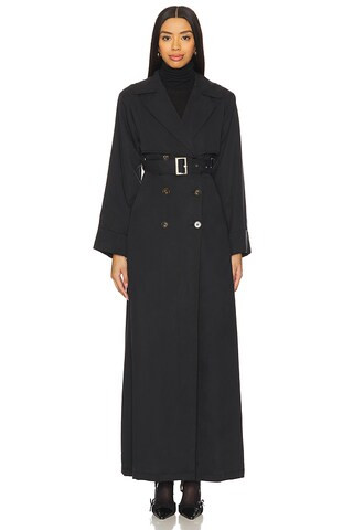 Victoria Detachable Floor Length Trench in Black | Revolve Clothing (Global)