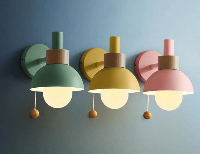 Nordic Wood Wall Lamp Led Macarons Wall Lights for Bedroom Bedside Bathroom Modern Mirror Lamp Ho... | Etsy (US)