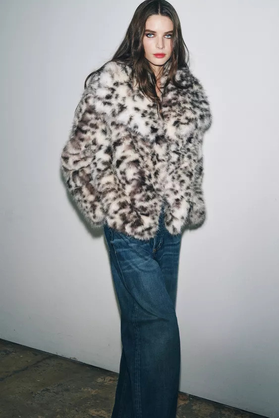 ANIMAL PRINT FAUX FUR JACKET ZW COLLECTION | Zara US