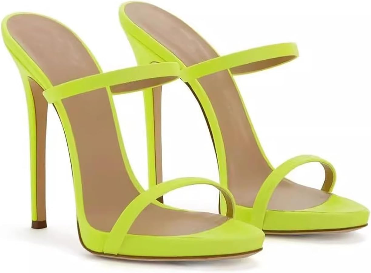 Sexy Open Toe Red Mules women's sandals Platform Stiletto green heels Women Two Straps Slip on Slingback Party Prom Evening Dance Shoes | Amazon (US)