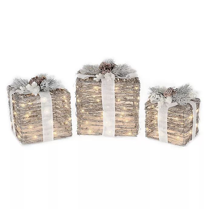 8/10/12-Inch Micro LED Lighted Gift Box in Brown (Set of 3) | Bed Bath & Beyond