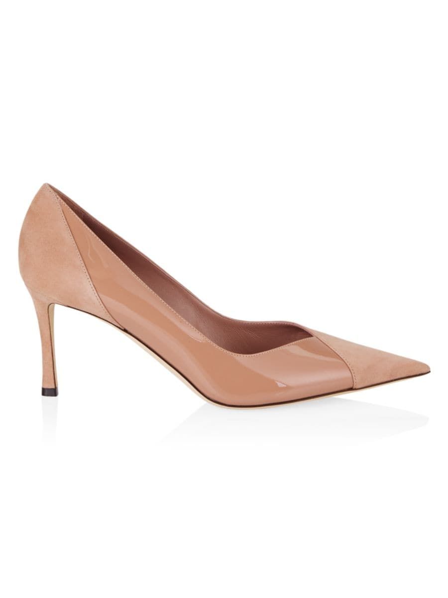 Cass 75MM Suede & Patent Pumps | Saks Fifth Avenue