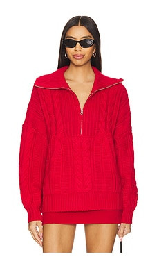 For Love & Lemons Drina Henley Knit Sweater in Red from Revolve.com | Revolve Clothing (Global)