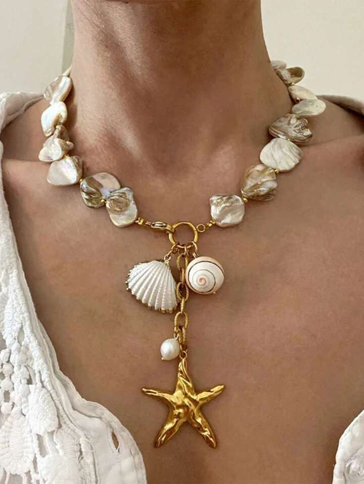 1PC Conch Shell Charm Boho Natural Paired Necklace Bracelet For Women's Fashion Accessories 2024 ... | SHEIN