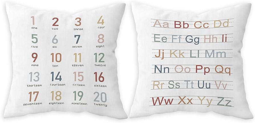 FLDAS ABC Alphabet and 123 Numbers Decorative Throw Pillow Covers,Kids Educational Pillow Cases f... | Amazon (US)