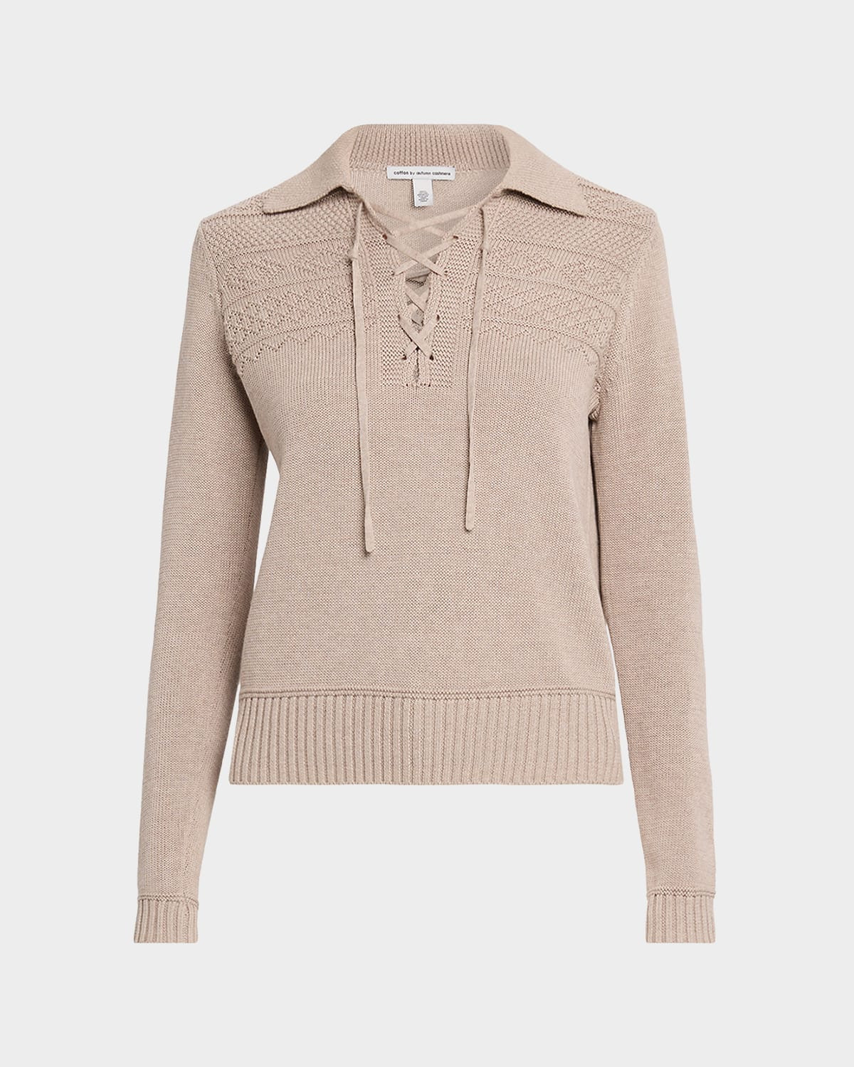 Geometric Cotton Lace-Up Sweater | Neiman Marcus