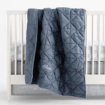 Supersoft Snuggle Puff Coy Blue 100% Organic Cotton Baby Crib Quilt | Crate & Barrel