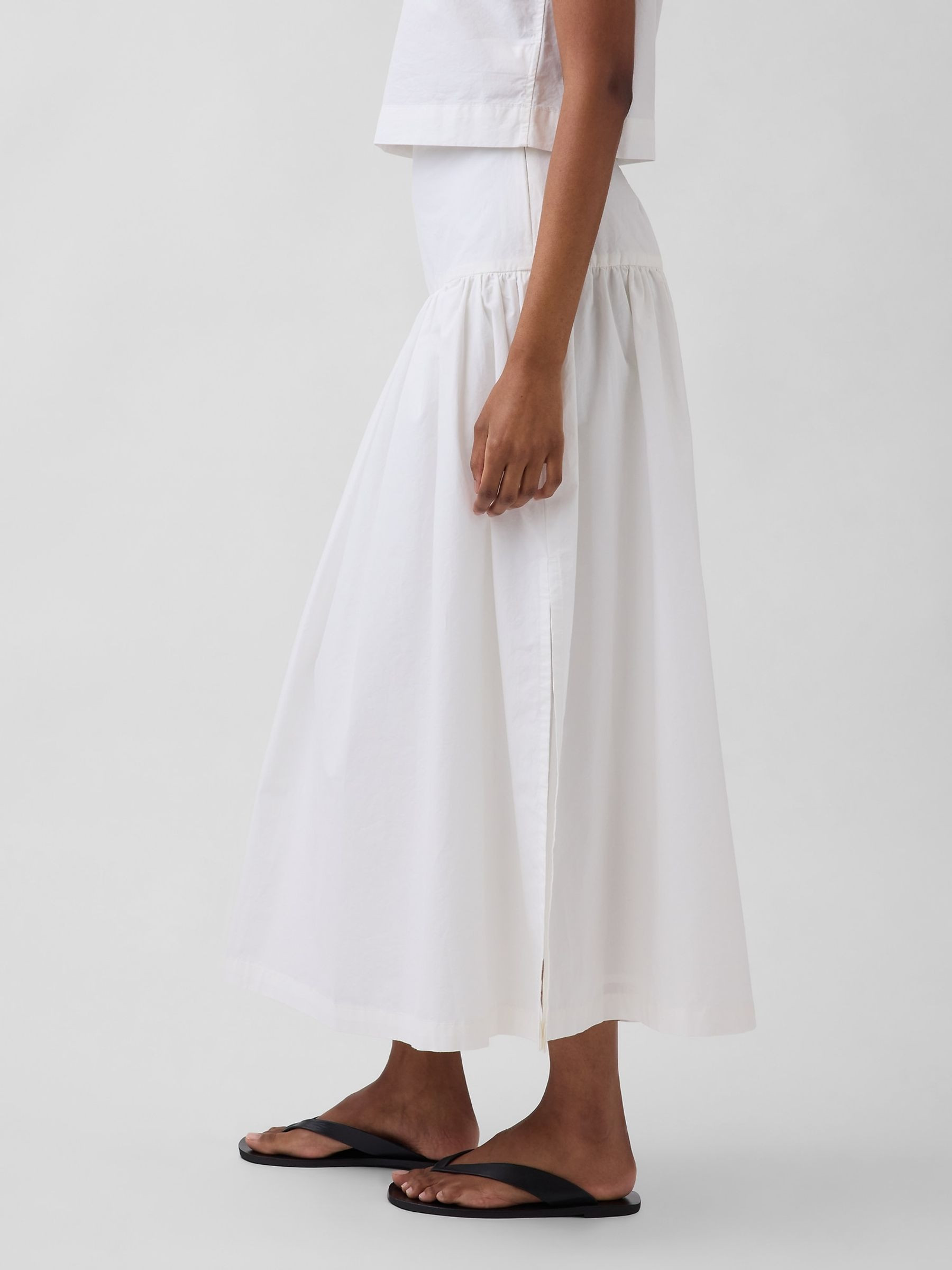 White Poplin Drop-Waist Maxi Skirt | Gap | GAP UK