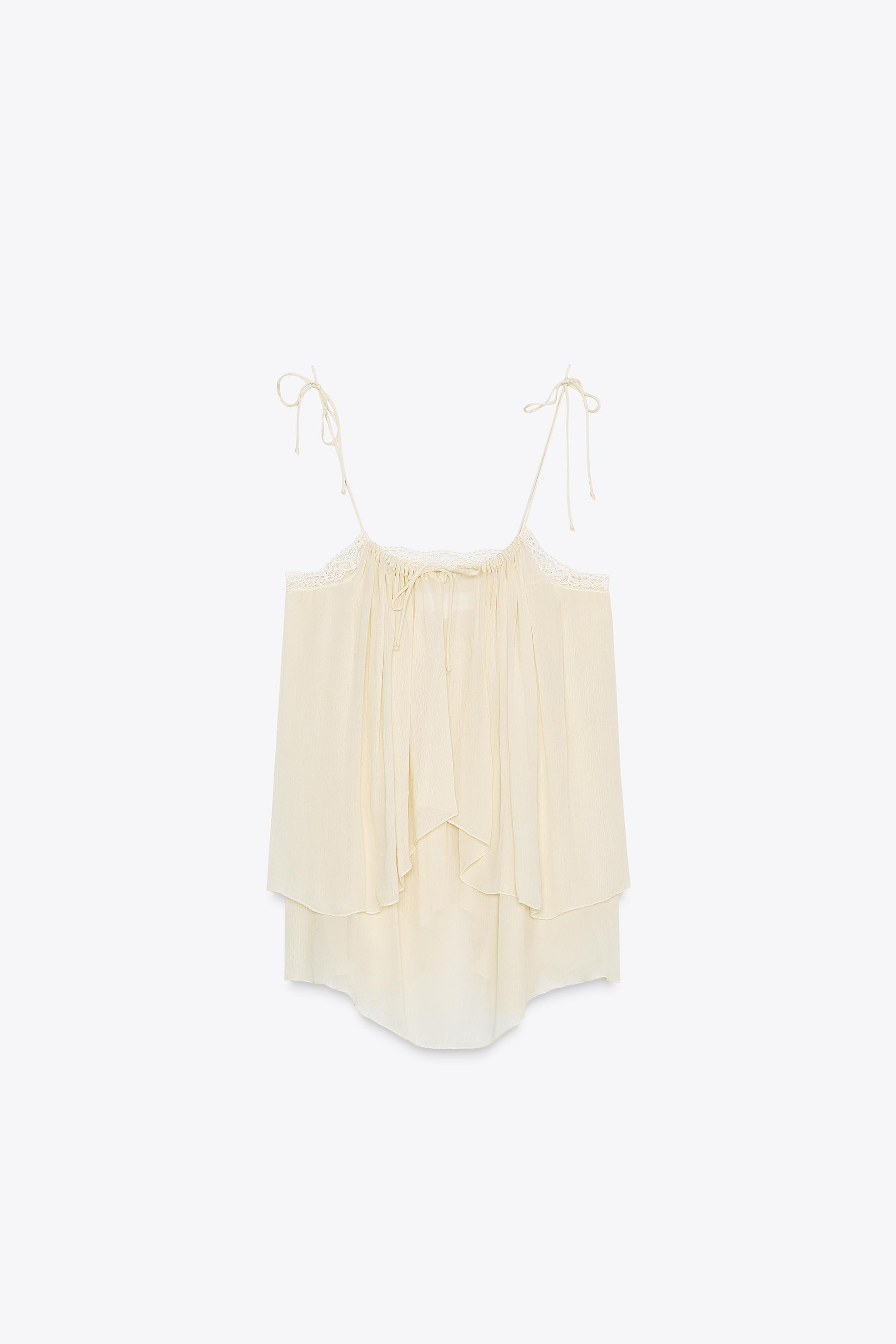 SEMI-SHEER LACE TOP ZW COLLECTION | Zara US