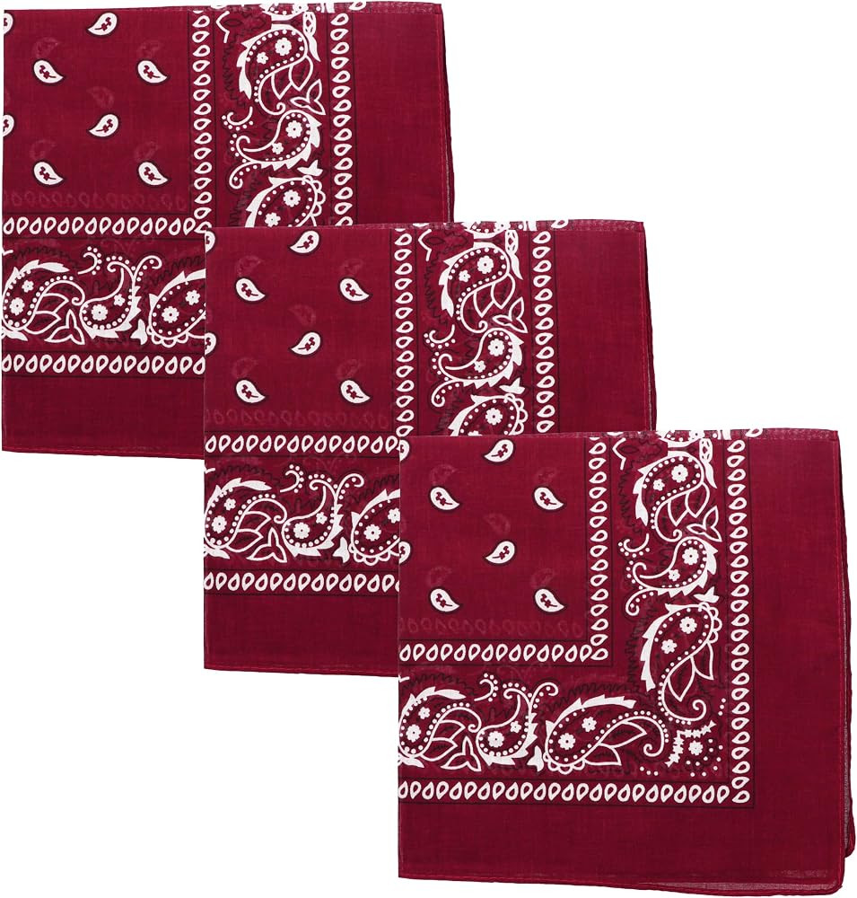 Motique Accessories Set of 3 Paisley Bandanas – 100% Cotton 22 Inch Head Scarf Neck Bandana Fac... | Amazon (US)