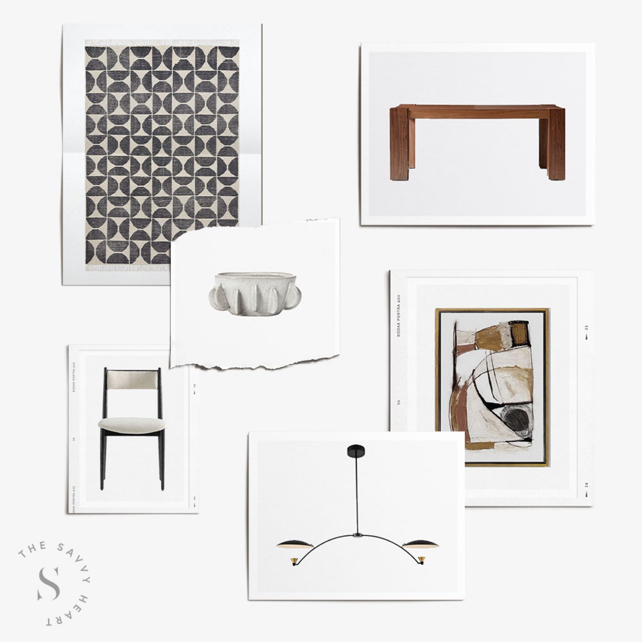 Playful and funky, mid century, modern dining room, with black, white, and wood accents with abstract art and a linear chandelier

#LTKhome