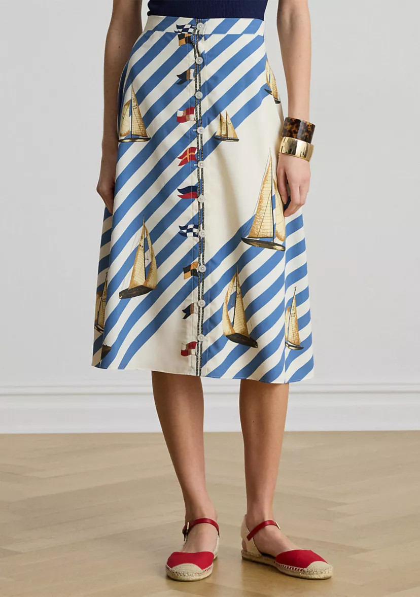 Women's Print Button-Front Crepe Skirt | Belk